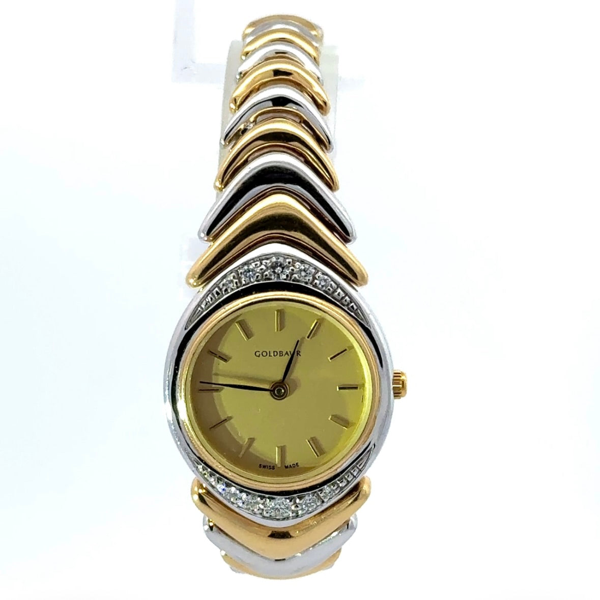 Ausgefallene Goldbaur-Uhr in 18 Karat Gelb- & Weißgold – mit Brillanten