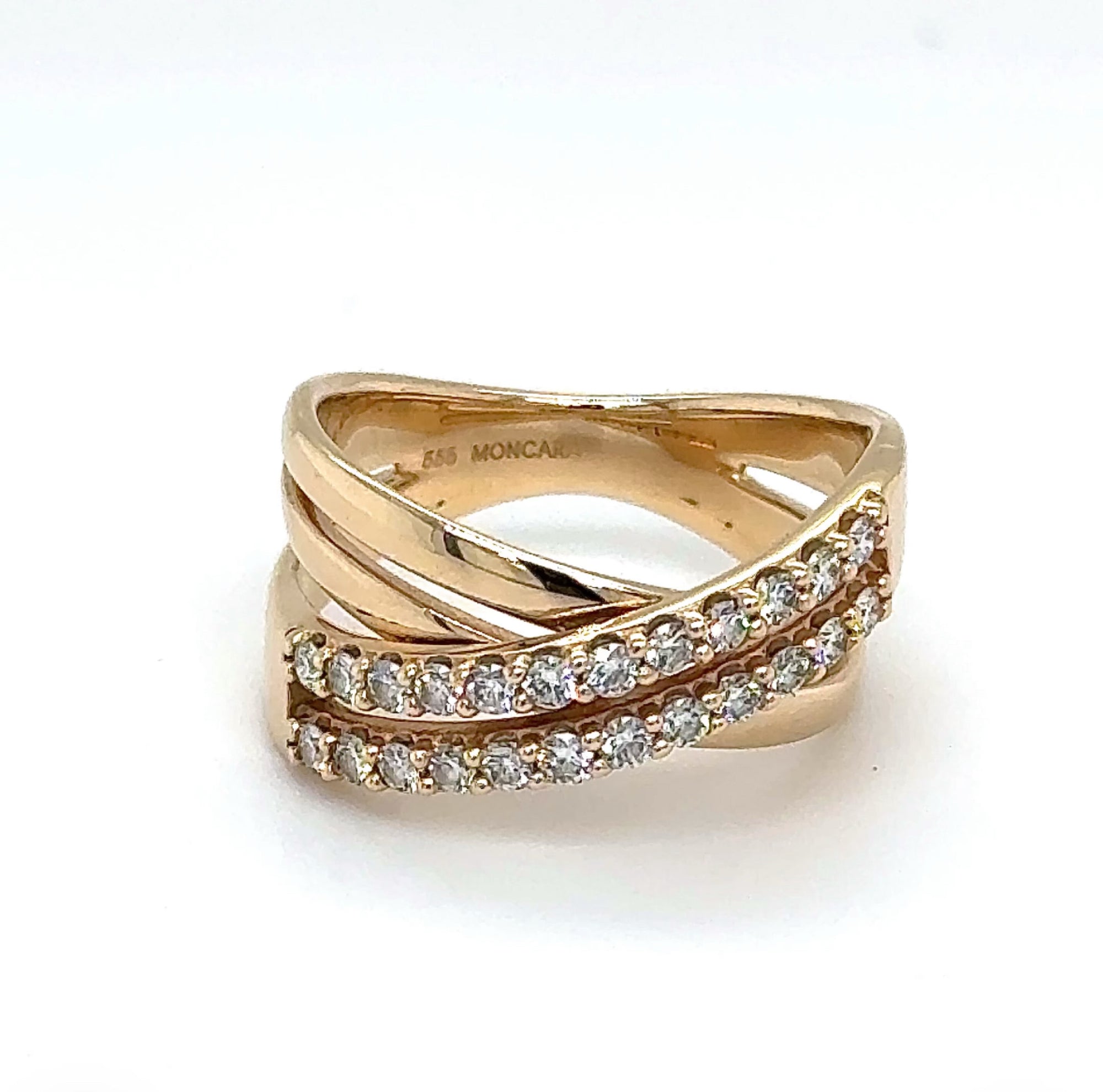 Moderner Moncara Ring in 14 Karat Gelbgold mit lupenreinen Brillanten