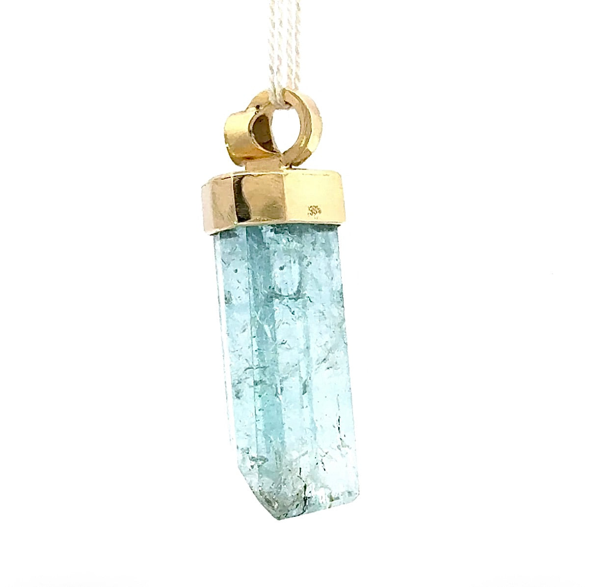 Fancy Aquamarine Pendant in 14 Karat Yellow Gold with Brilliant-Cut Diamond