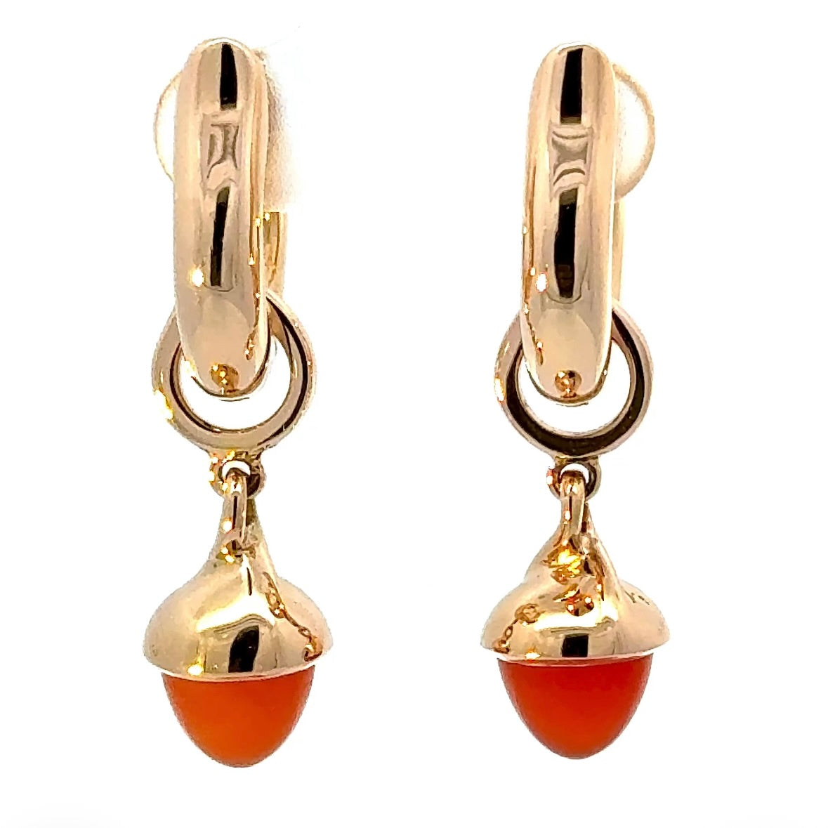 Tamara Comolli Signature Hoop Ohrringe in 18 Karat Roségold mit Karneol-Einhängern