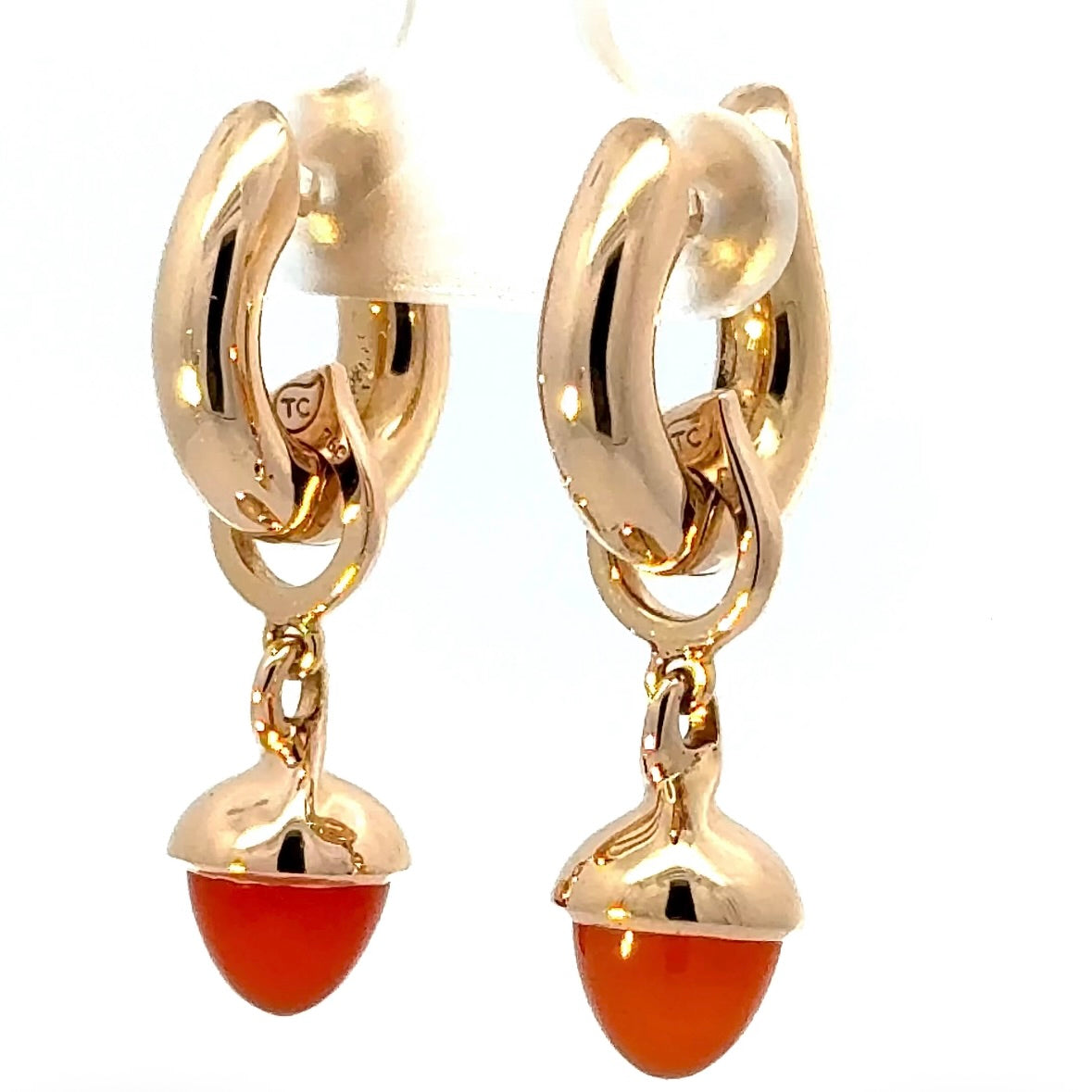 Tamara Comolli Signature Hoop Ohrringe in 18 Karat Roségold mit Karneol-Einhängern