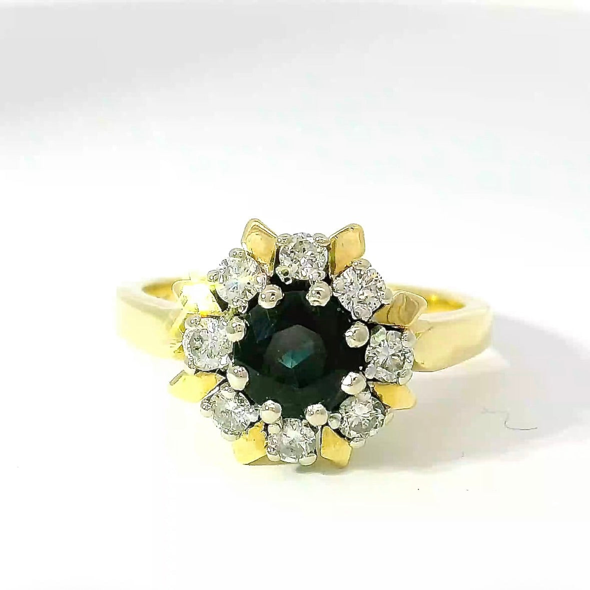 Timeless Ring in 14 Karat Yellow & White Gold with Blue Sapphire & Brilliants
