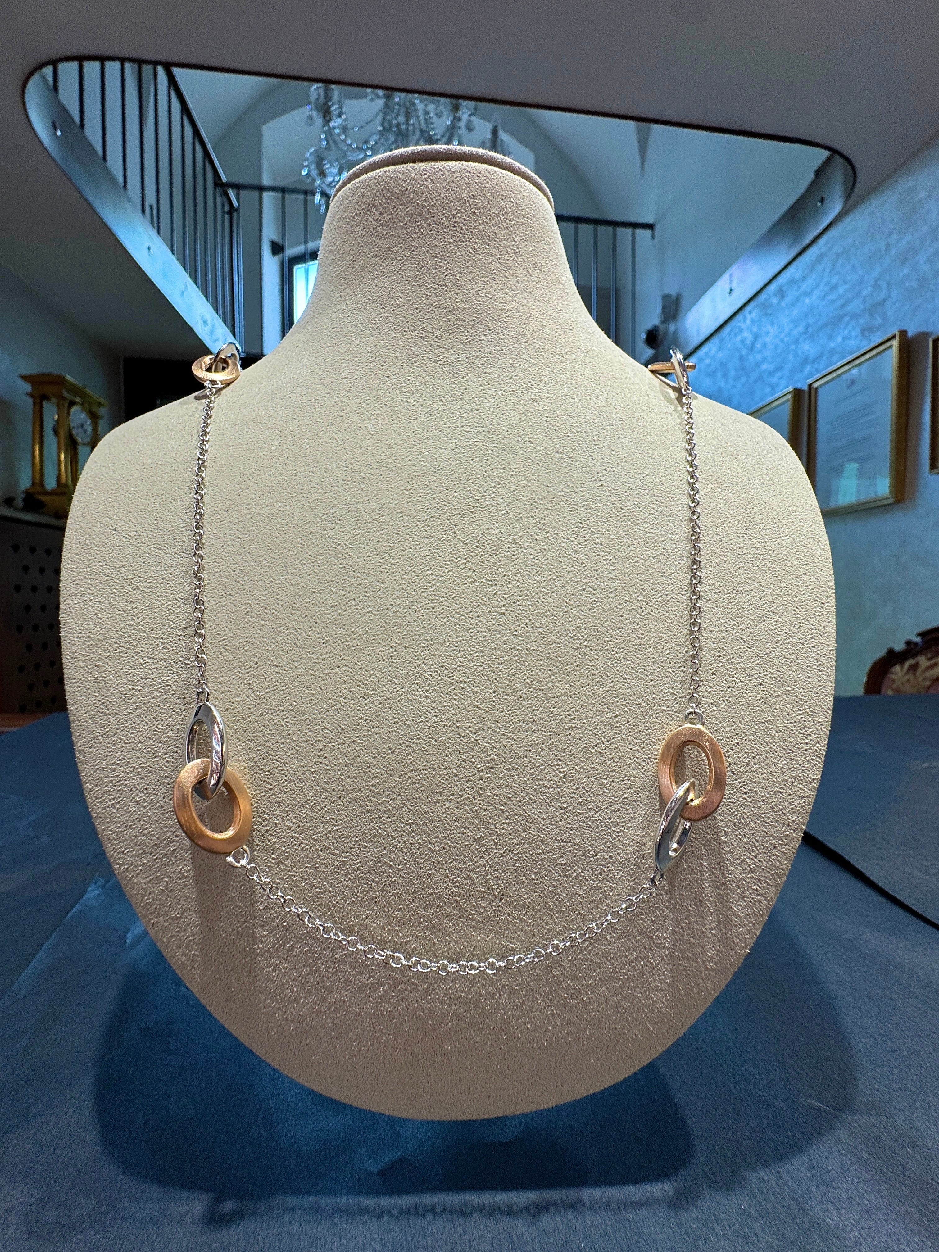 Modern Necklace in 14 Karat White and Rose Gold