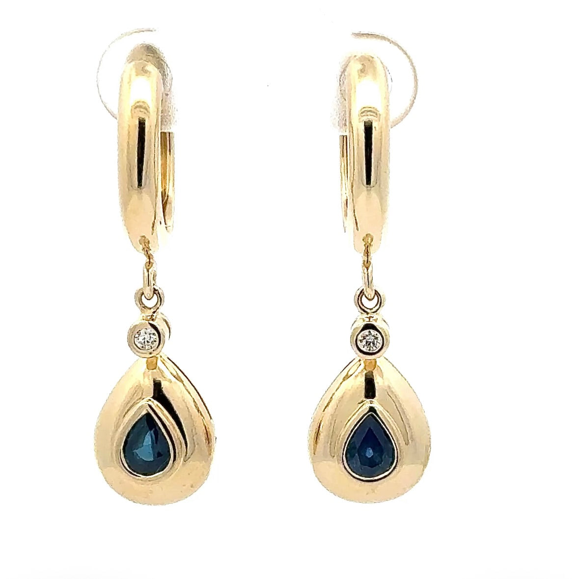 Elegante Ohrringe in 14 Karat Gelbgold mit Saphiren & Brillanten