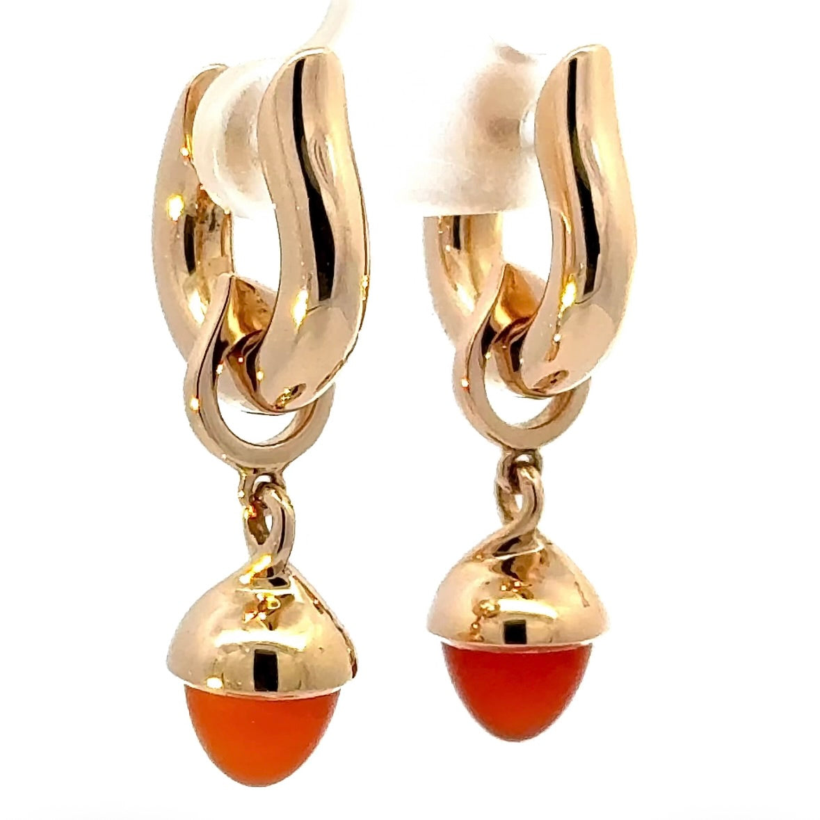 Tamara Comolli Signature Hoop Ohrringe in 18 Karat Roségold mit Karneol-Einhängern