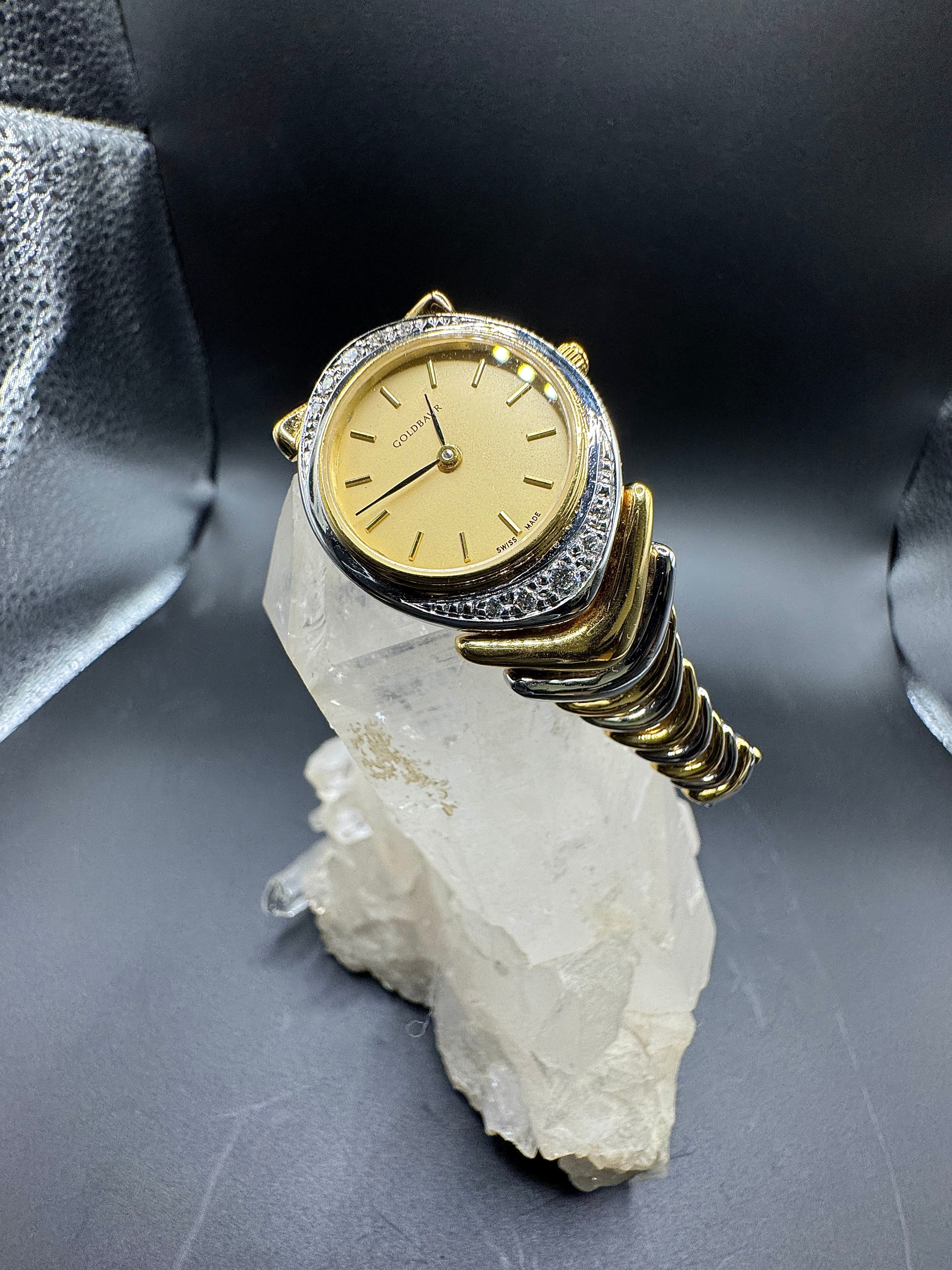 Extravagant Goldbaur watch in 18k yellow & white gold – with brilliant-cut diamonds