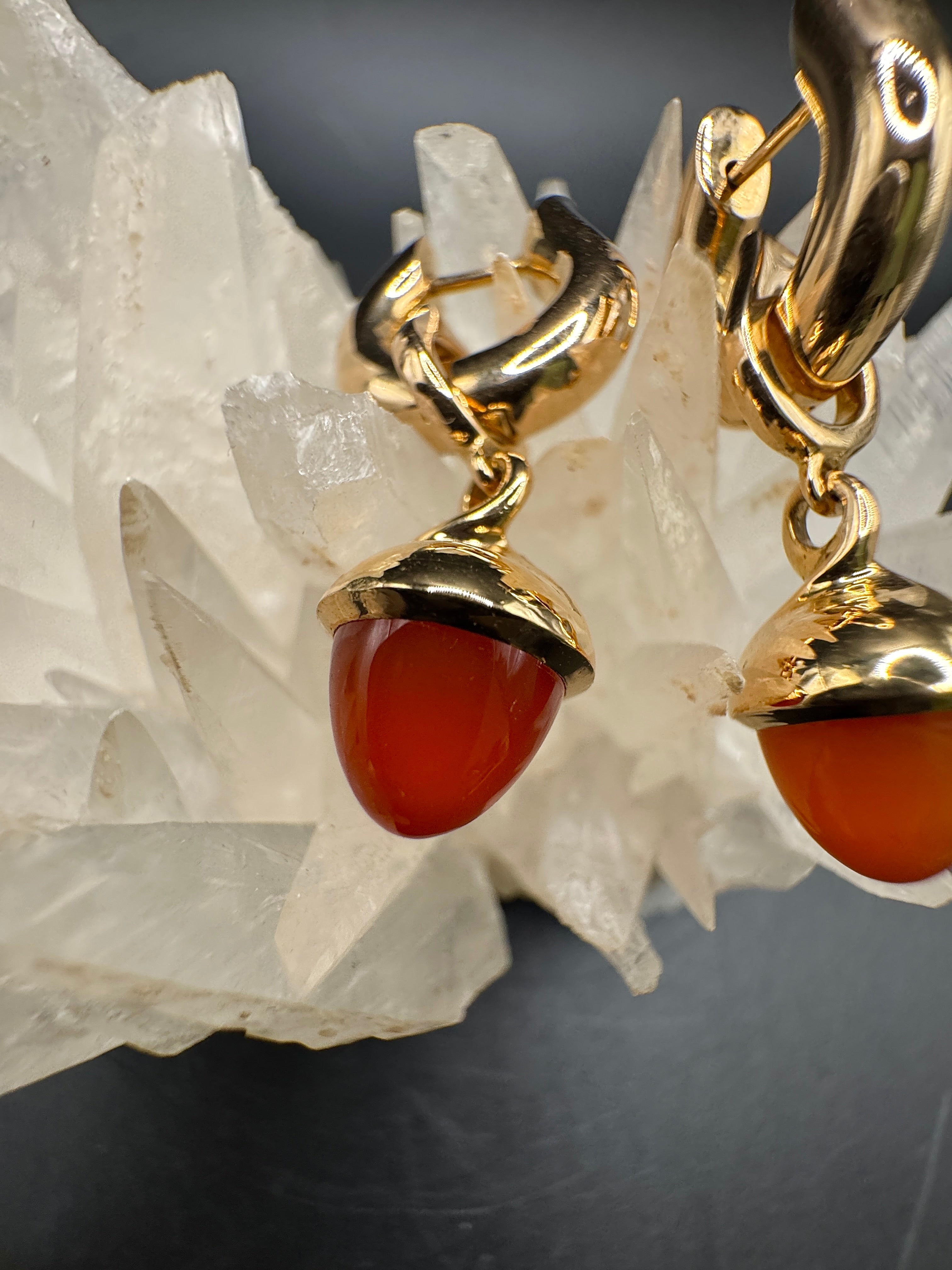 Tamara Comolli Signature Hoop Ohrringe in 18 Karat Roségold mit Karneol-Einhängern