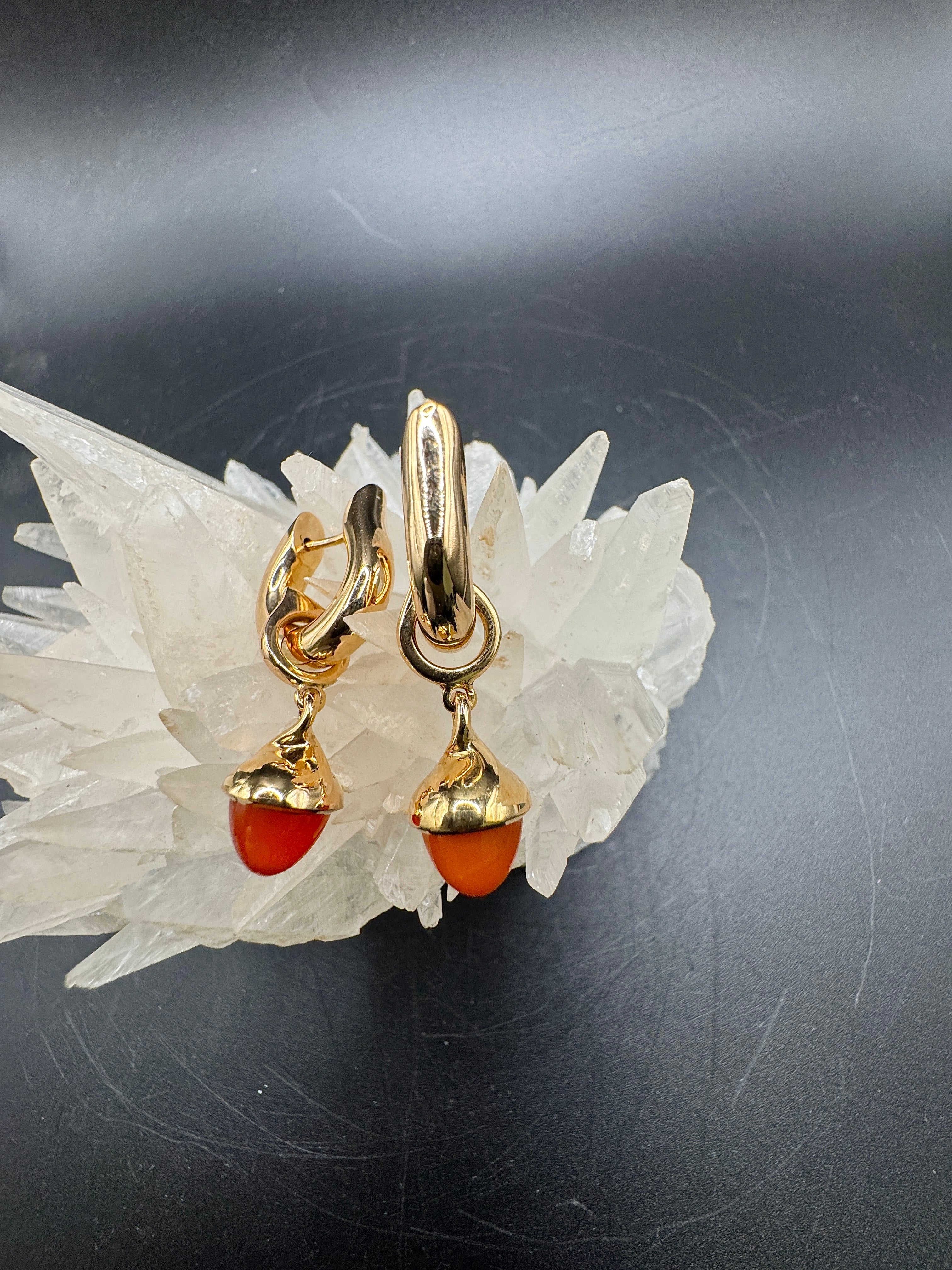 Tamara Comolli Signature Hoop Ohrringe in 18 Karat Roségold mit Karneol-Einhängern