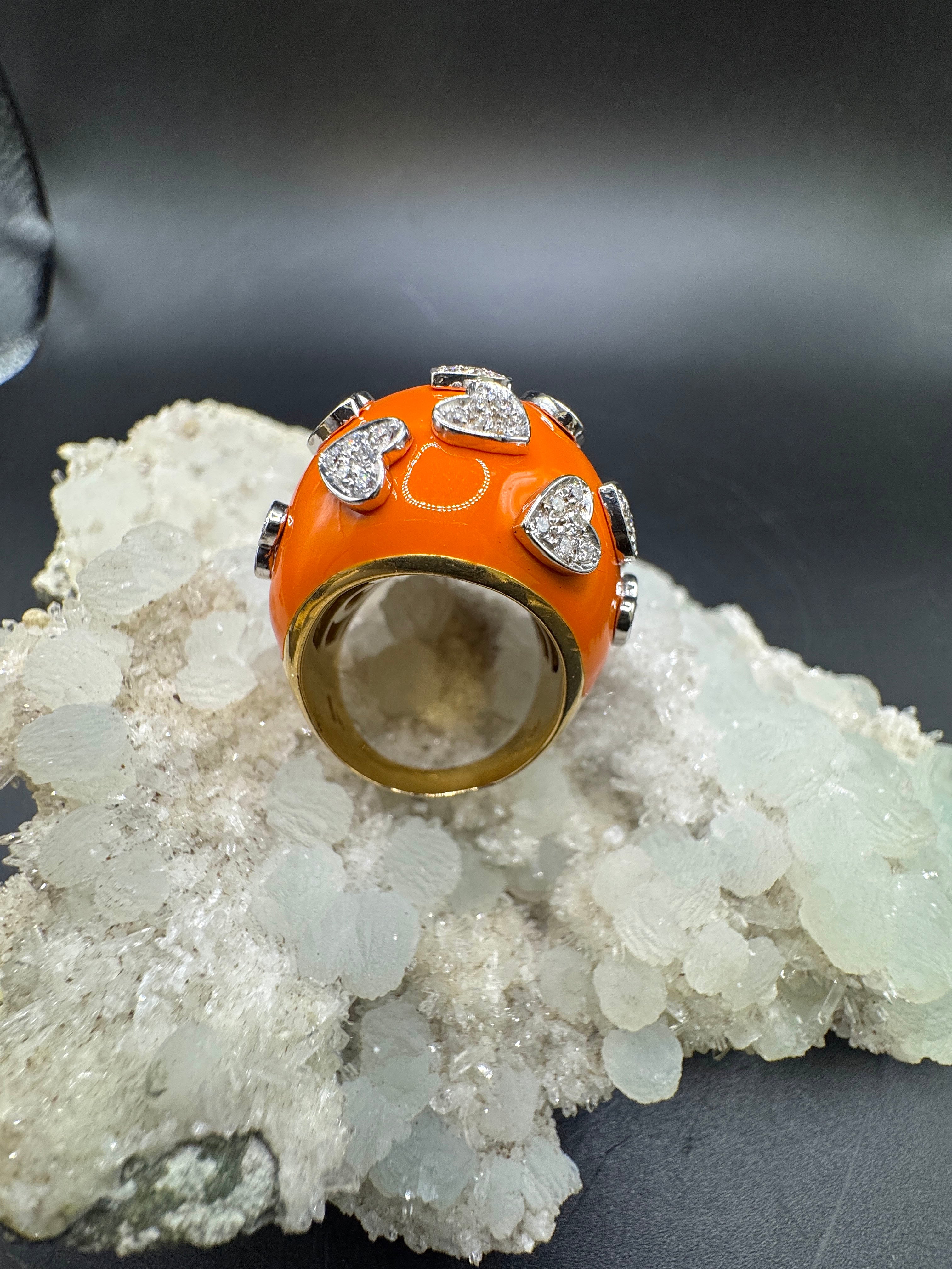 Riesiger Cocktailring in 18 Karat Gelb- & Weißgold mit Colorit & Brillanten