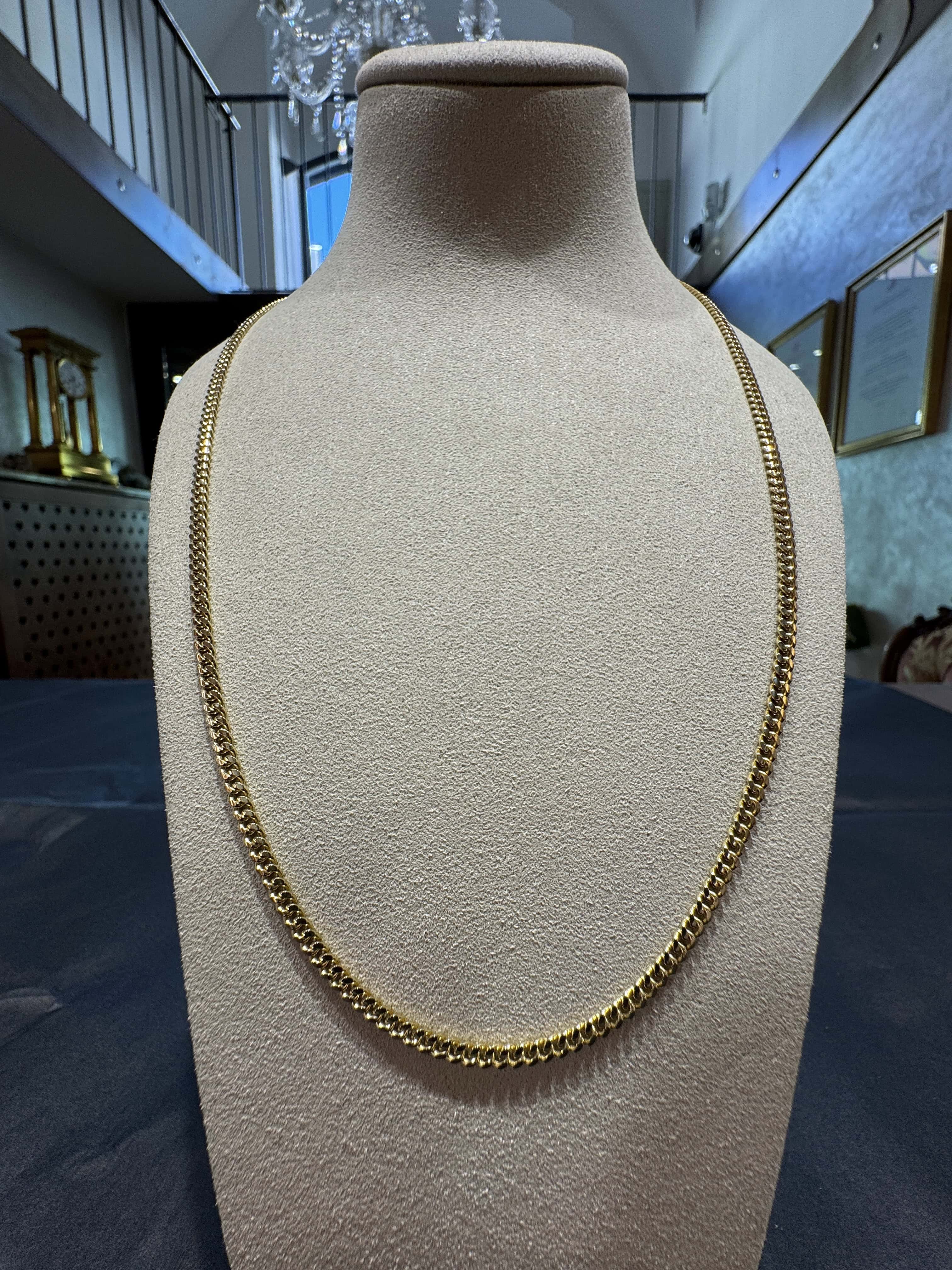 Elegante Panzerkette in 14 Karat Gelbgold mit Karabinerverschluss