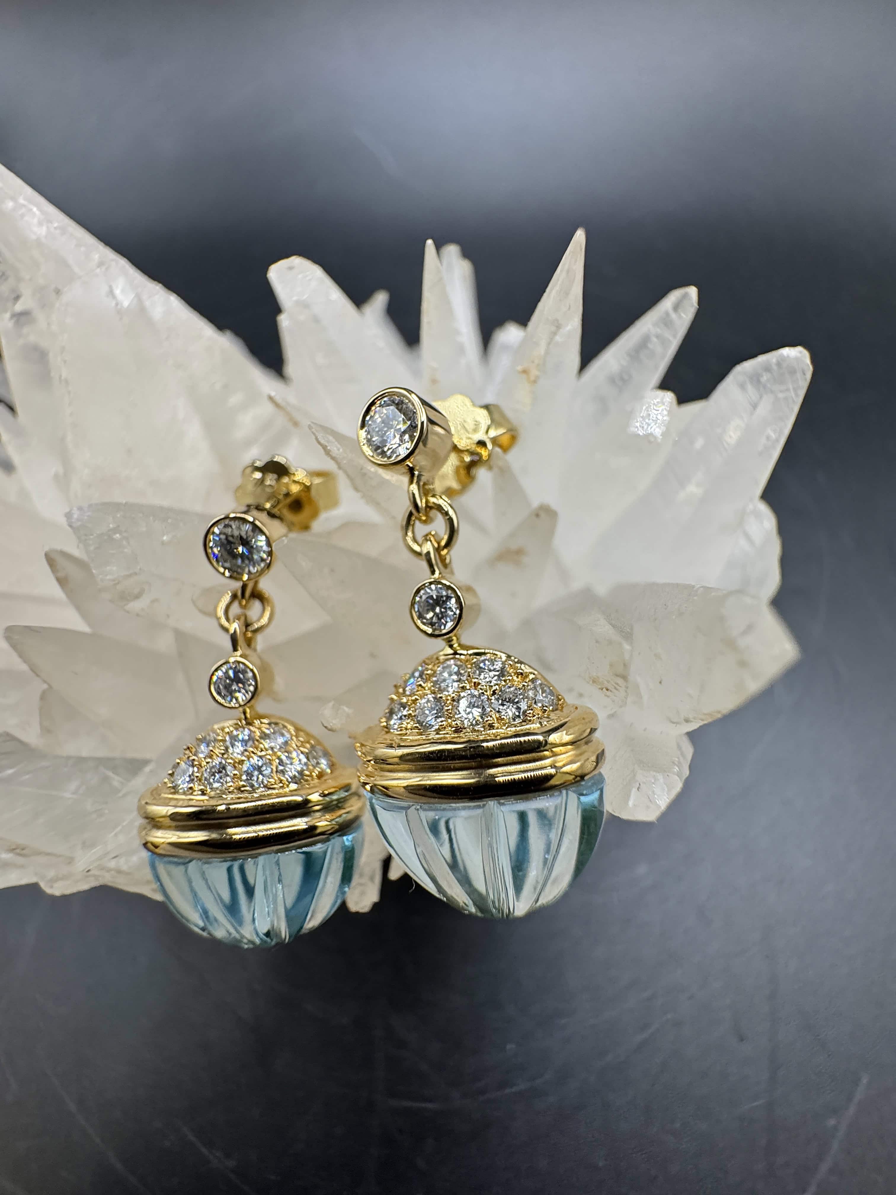 Edle Ohrringe in 18 Karat Gelbgold mit Topas & hochfeinen Brillanten von Lüth Bijoux