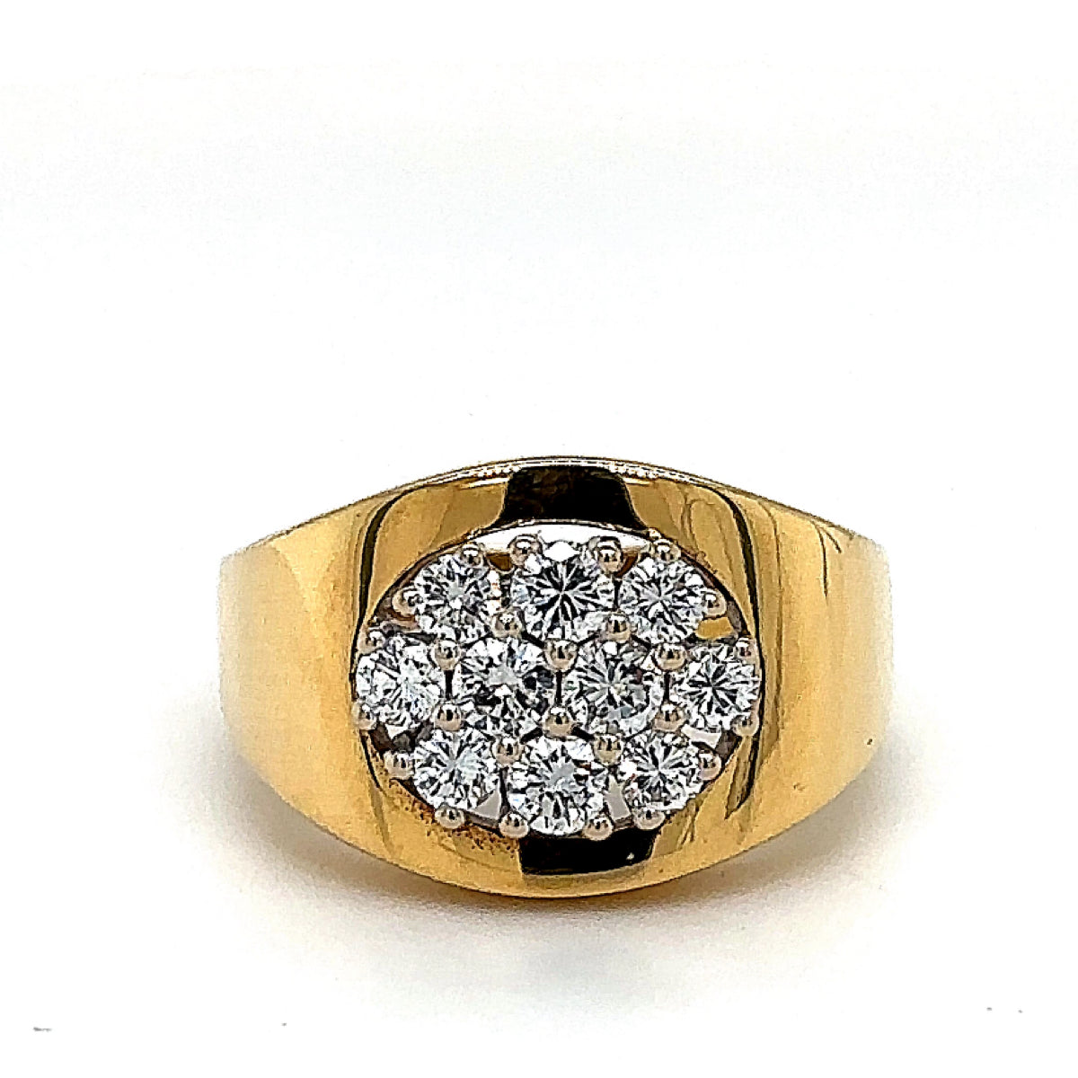 Edele ring in 18 karaat geel- en witgoud met prachtige diamanten - handgemaakt