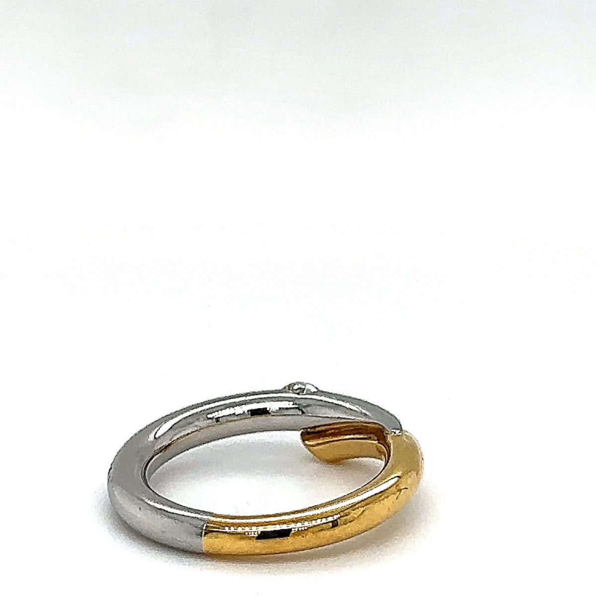 Edele bicolor ring van 18 karaat geelgoud en 950 platina met zeer fijne diamanten - handgemaakt