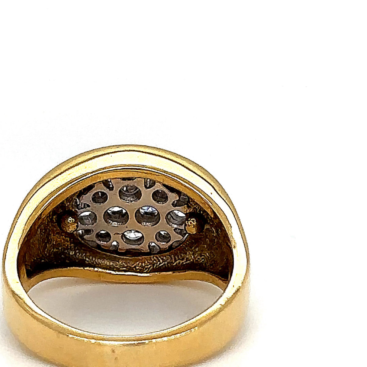 Edele ring in 18 karaat geel- en witgoud met prachtige diamanten - handgemaakt