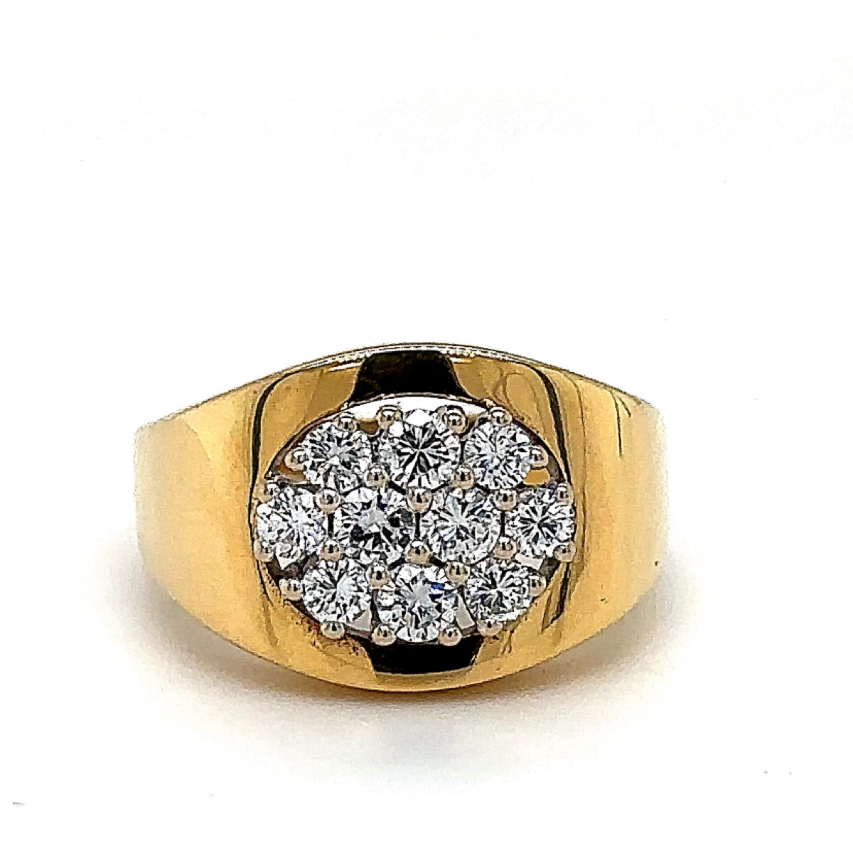 Edele ring in 18 karaat geel- en witgoud met prachtige diamanten - handgemaakt