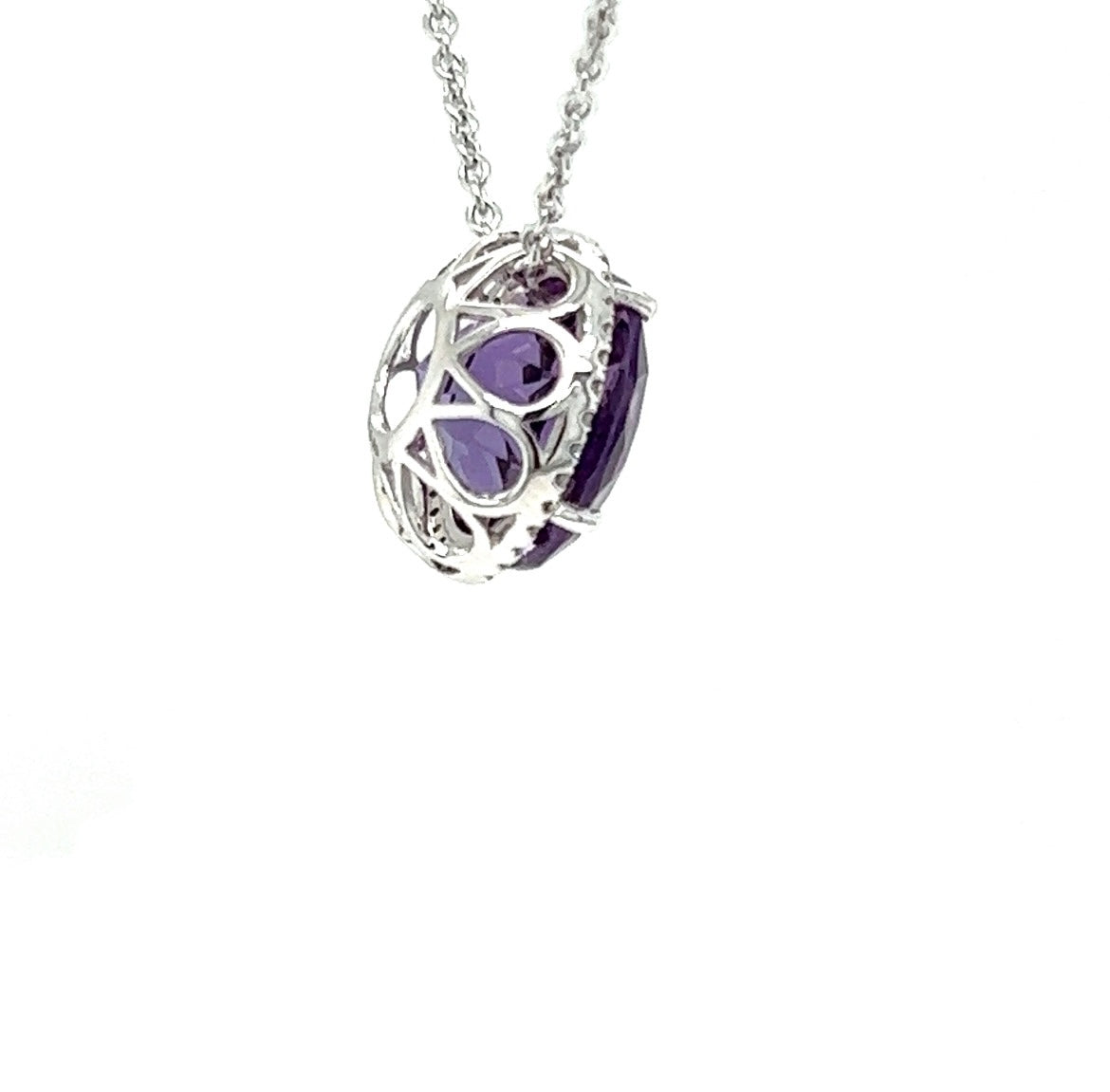 Hanger in 18 karaat witgoud met amethist en diamanten