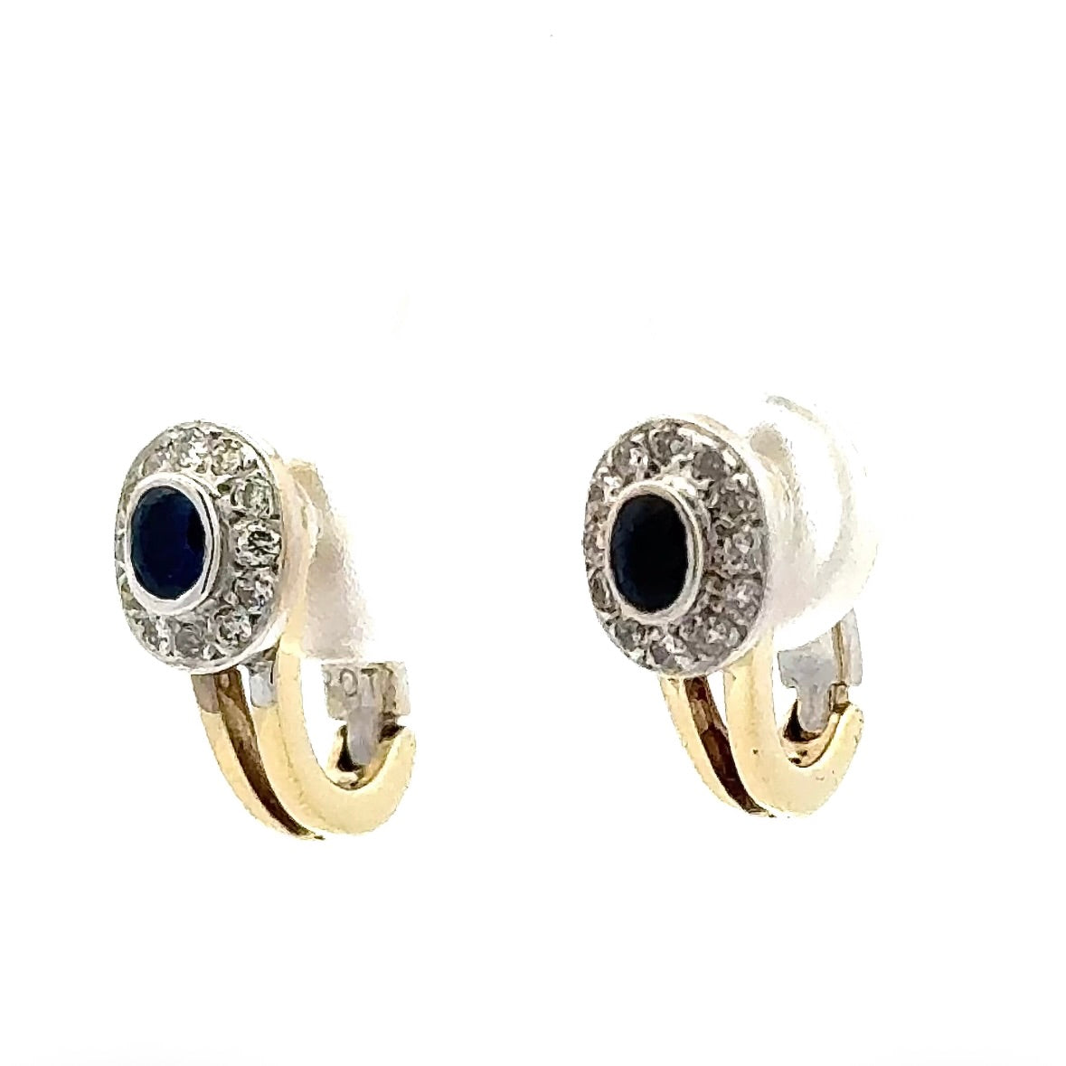Elegante Ohrringe in 14 Karat Gelb- und Weißgold mit Saphiren & Brillanten