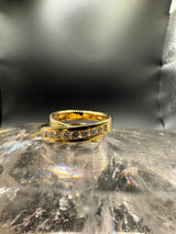 Moderner Design-Ring in 14 Karat Gelbgold mit feinen Brillanten