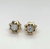 Stilvolle Ohrstecker in 14 Karat (585) Gelb-und Weißgold mit feinen Brillanten