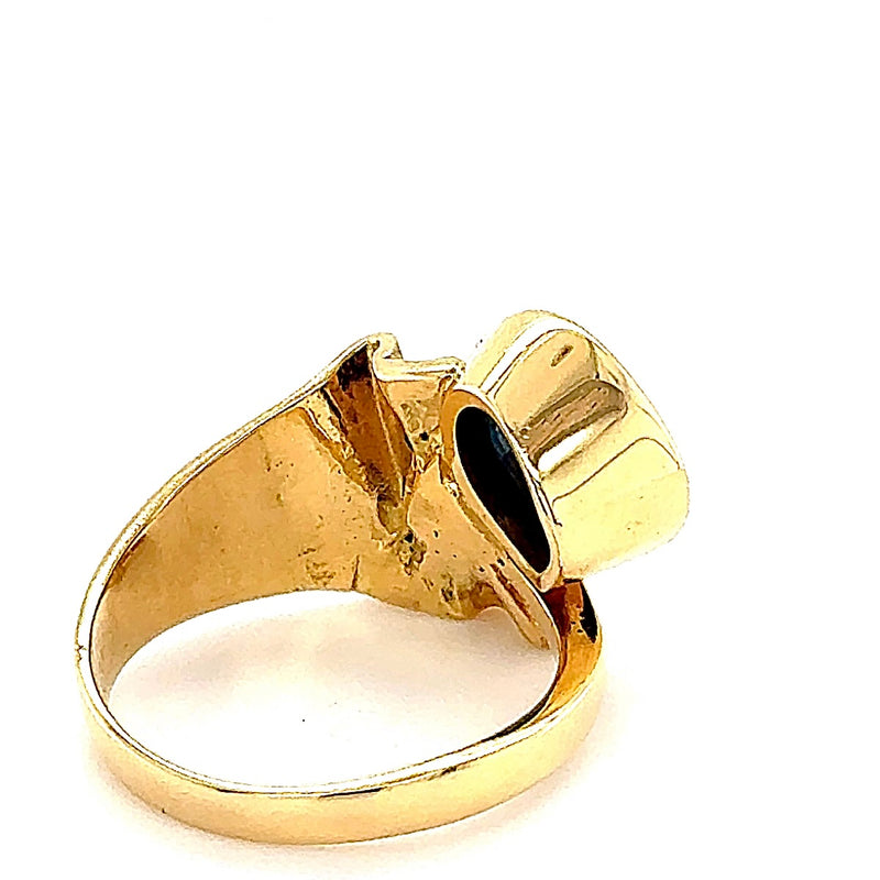 Original Ehinger Schwarz Ring in 18 Karat Gelbgold mit hochfeinen Saphir