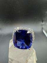 Einmaliger Ring & Anhänger in 18 Karat Weißgold mit riesigem AAAA Tansanit & Brillanten
