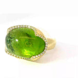 Edler Designerring in 14 Karat Gelbgold mit Peridot & Brillanten