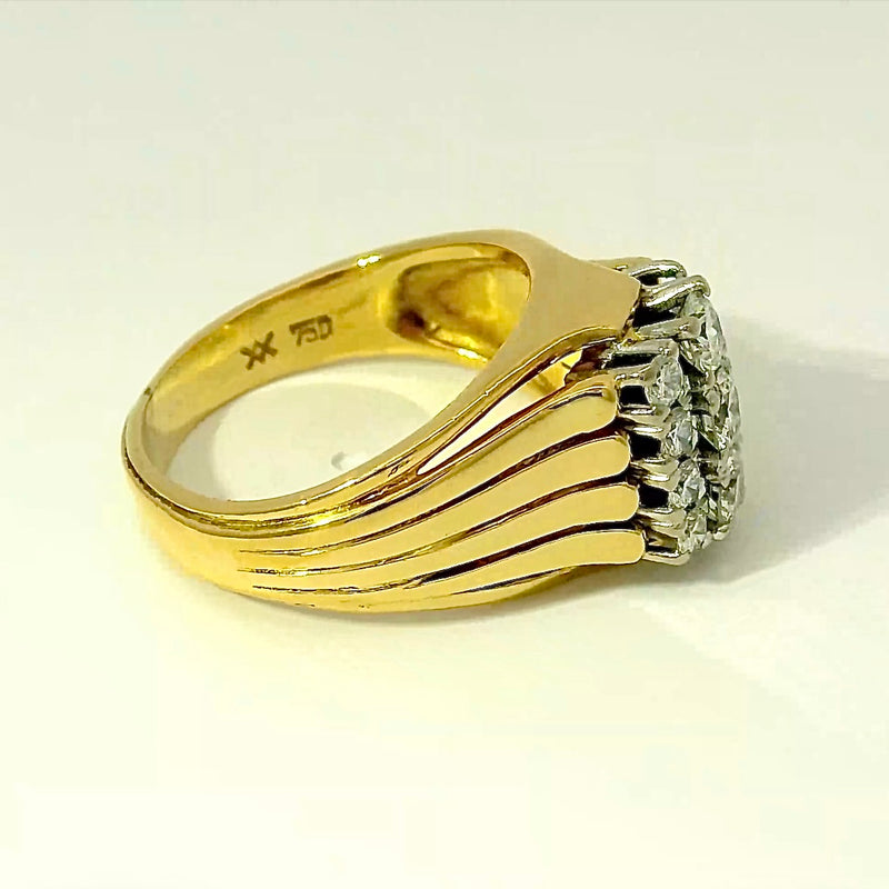 Eindrucksvoller Vintage-Ring in 18 Karat Gelb- und Weißgold mit hochfeinen Brillanten – ausdrucksstarke Handarbeit mit Geschichte