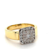 Handgefertigter Bicolor Ring mit feinen Brillanten & Princess Cut