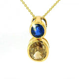 Edler Anhänger in 18 Karat Gelbgold mit hochfeinem Saphir & Fancy Brillant