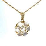 Eleganter Anhänger in 14 Karat Gelbgold mit Mondsteinen & Diamanten