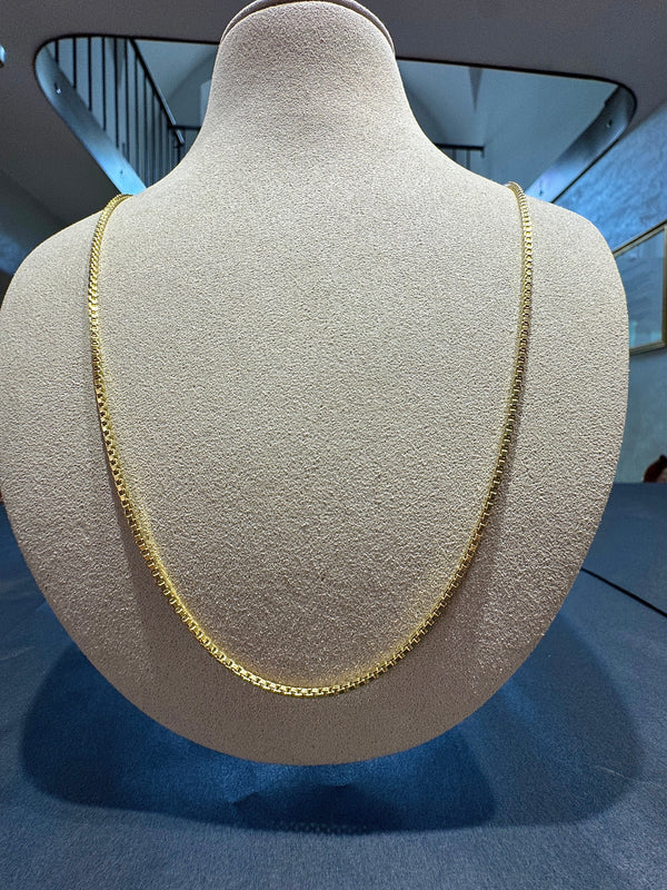 Lange Venezianerkette in 14 Karat Gelbgold mit Federring