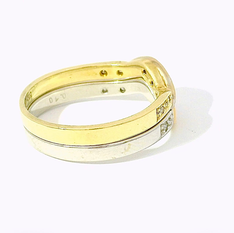 Ausgefallenes Ring-Duo in 14 Karat Gelb- & Weißgold mit Diamanten