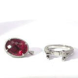 Beeindruckender Ring & Anhänger in 14 Karat Weißgold mit Rubellit & Brillanten