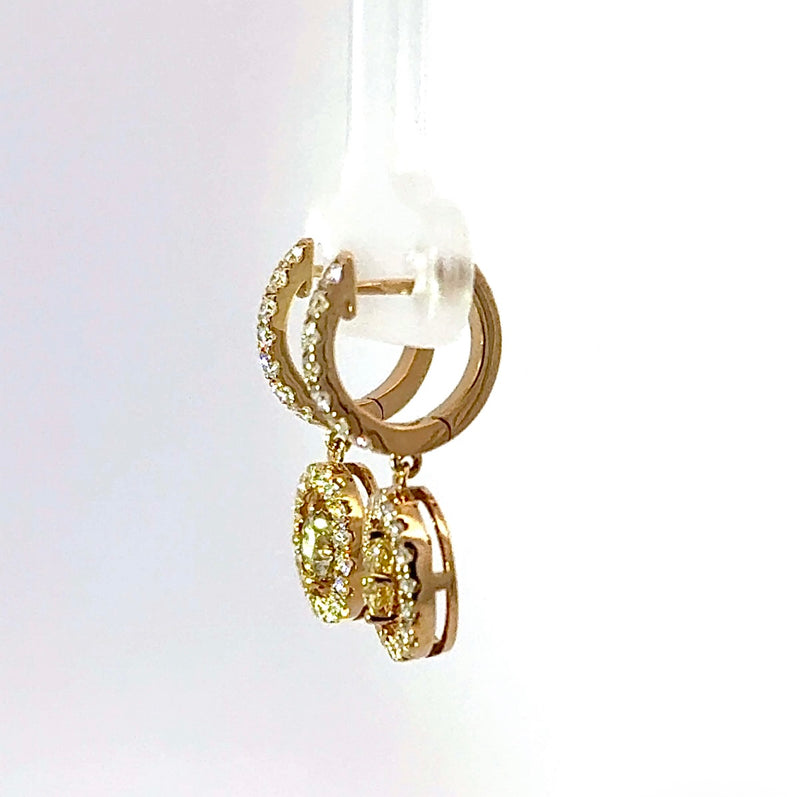 Moderne Hänge Ohrringe in 14 Karat mit feinen Brillanten