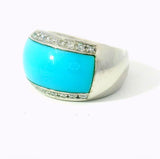 Hochwertiger Ring in 18 Karat Weißgold mit feinem Türkis & Brillanten