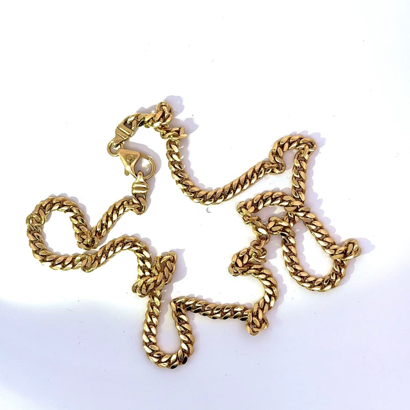 Abgerundete Panzerkette in 14 Karat Gelbgold mit Karabiner