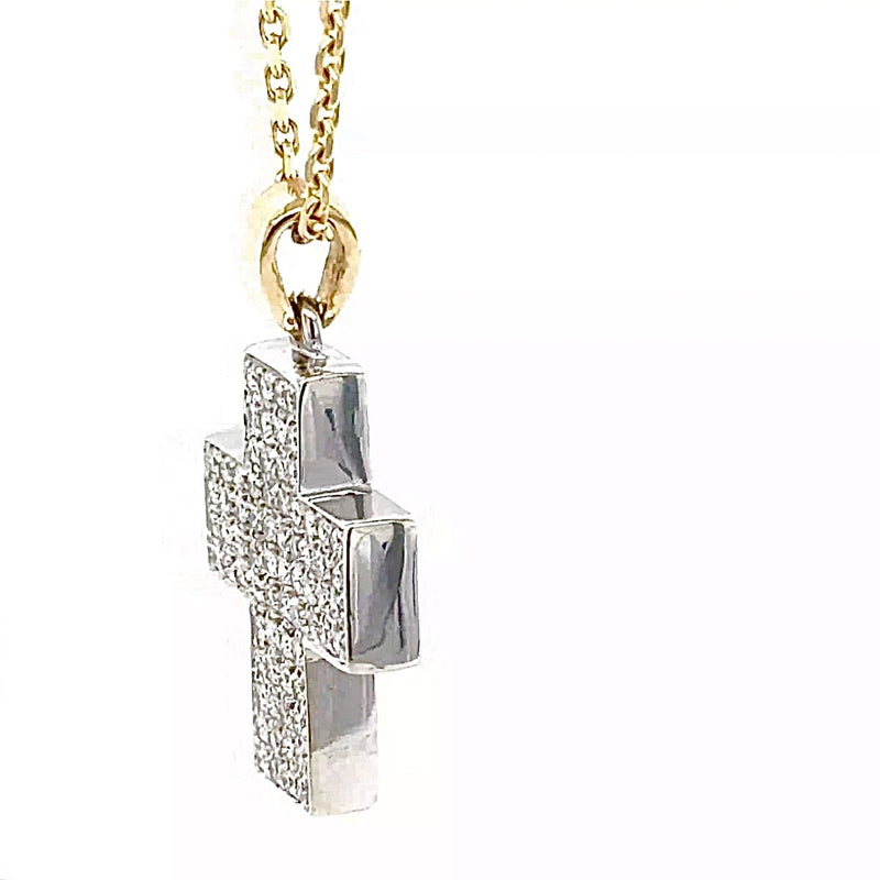 Handgefertigter Kreuzanhänger in 14 Karat Gold mit hochfeinen Brillanten