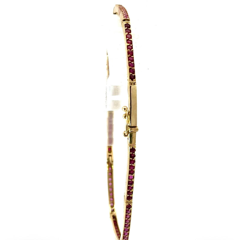 Elegantes Armband in 14 Karat Gelbgold mit rosa Saphiren & Rubinen