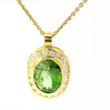 Edler Anhänger in 18 Karat Gelbgold mit großem Peridot & Brillanten