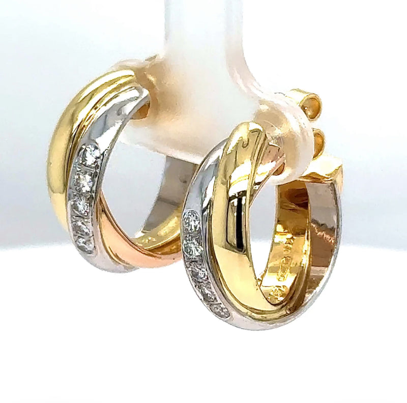 Edle Wempe Ohrringe in 18 Karat Tricolor Gold mit hochfeinen Brillanten