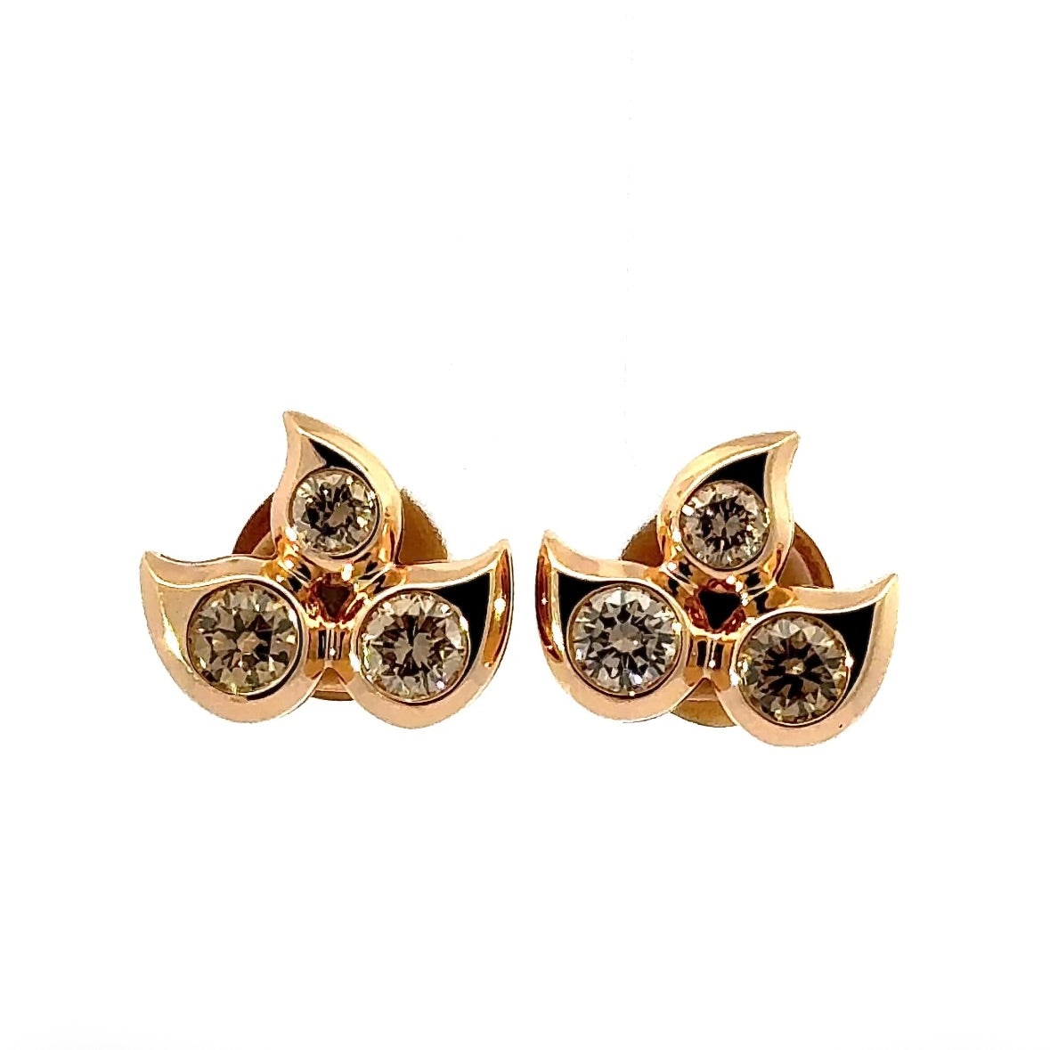Edle Tamara Comolli Snowflake Ohrstecker in 18 Karat Roségold mit farbigen Brillanten