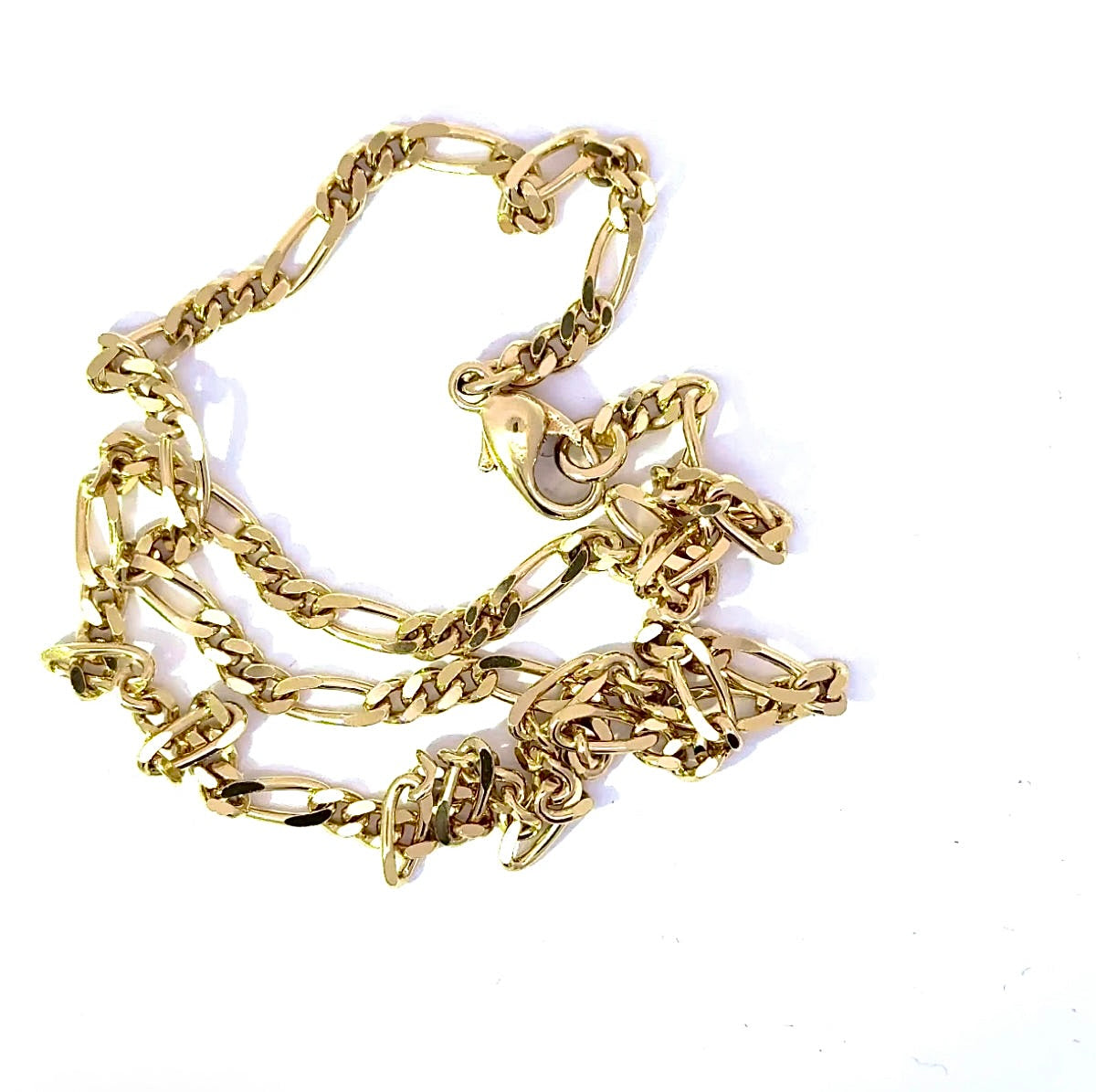 Luminous Figaro Panzer Chain in 18 Carat Yellow Gold with Carabiner Clasp