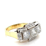 Eindrucksvoller Vintage Ring in 18 Karat Gold mit 3 riesigen Brillanten - Handarbeit