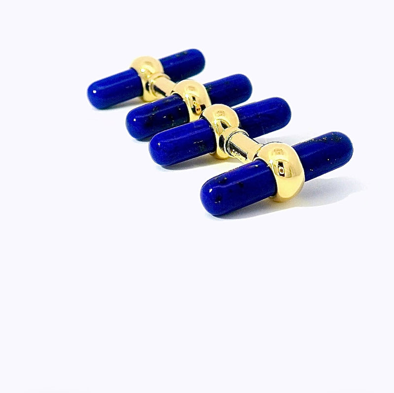 Manschettenknöpfe in 18 Karat Gelbgold – Edelsteineinsätze aus Onyx, Lapis Lazuli & Malachit