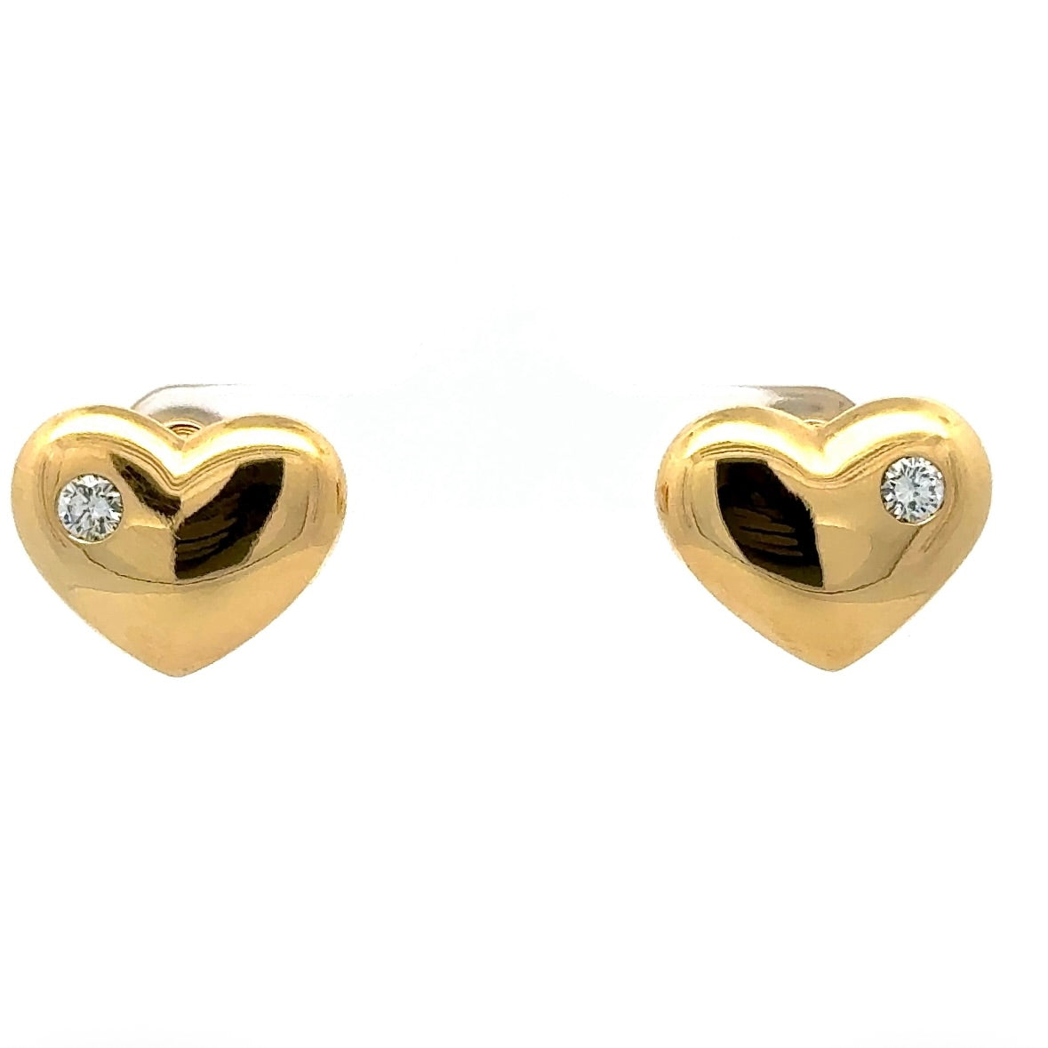 Edle Herz-Ohrringe in 18 Karat Gelbgold mit feinen Brillanten