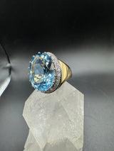 Edler Ring in 18 Karat Gelbgold mit augenreinem Aquamarin & Brillanten