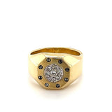 Robuster Unisex Ring in 18 Karat Gold mit Schrauben-Optik und Brillanten