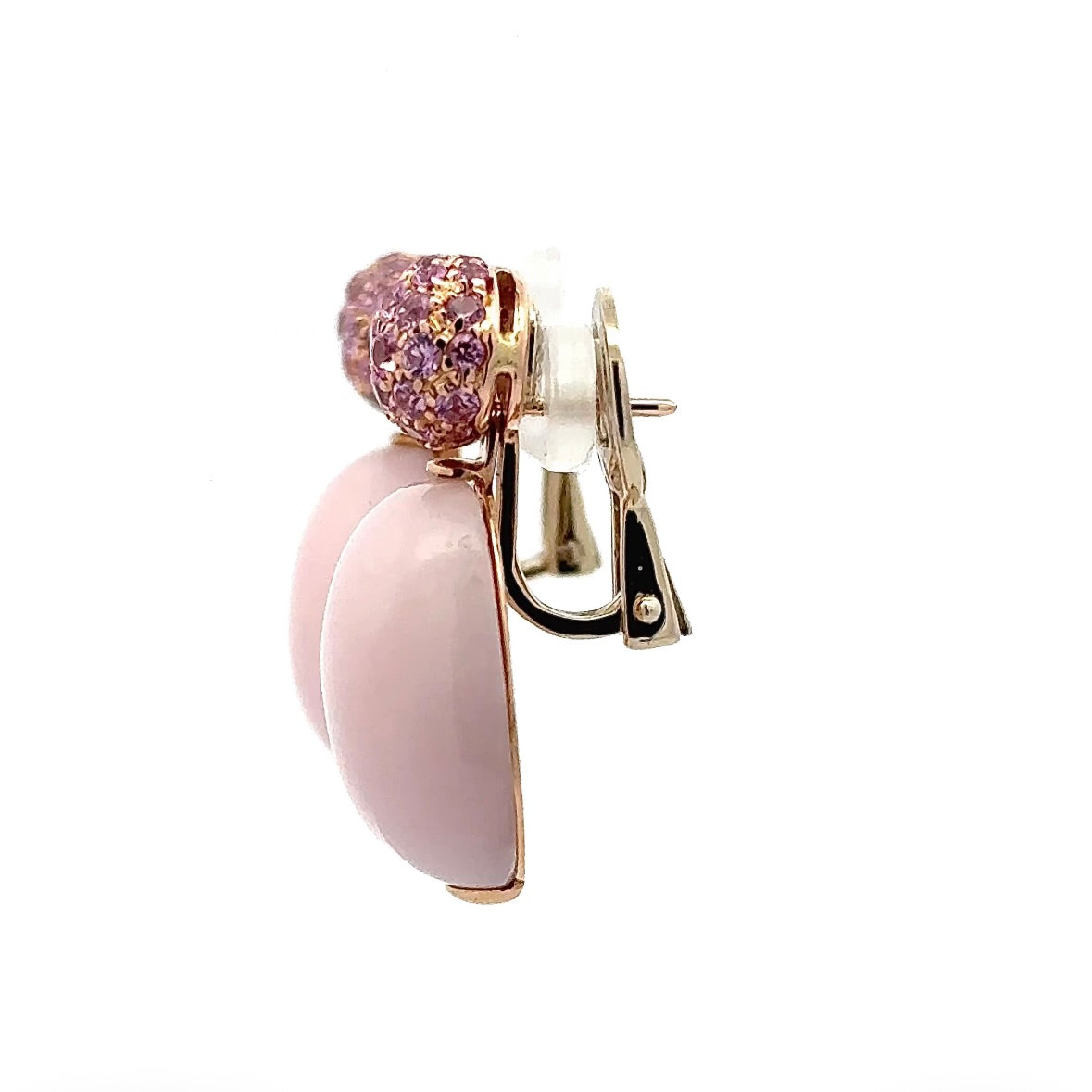 Edle Ohrringe in 18 Karat Roségold mit rosa Saphiren und rosa Andenopal