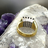 Solid bicolor ring in 18 carat with very fine diamonds - handcrafted by Georg Lauer 