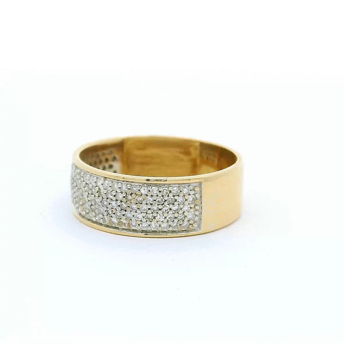 Zeitloser Bandring in 14 Karat Gelb- und Weißgold mit Achtkant-Diamanten
